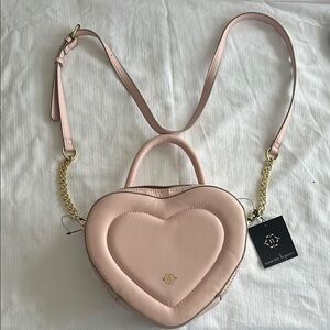 Nanette Lepore Pink Heart Crossbody Bag with Gold Accents